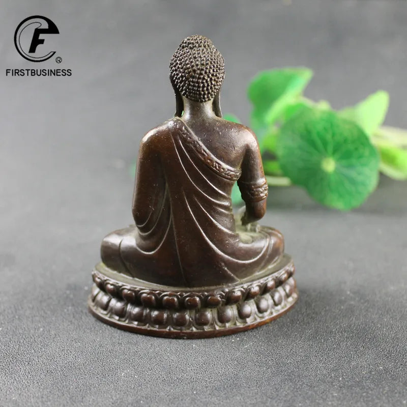 Estatua antigua de Buda Shakyamuni de cobre, hecha a mano en latón, escultura budista, figuritas hindúes de Feng Shui, meditación, decoración del hogar.