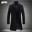 2024 Spring Autumn New Long Cotton Coat New Wool Blend Pure Color Casual Business Fashion Men's Clothing Slim Windbreaker Jacket - Lootquake