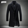 2024 Spring Autumn New Long Cotton Coat New Wool Blend Pure Color Casual Business Fashion Men's Clothing Slim Windbreaker Jacket - Lootquake