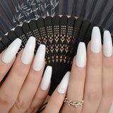 Milk White Long Ballerina Nails Glossry Shiny Pure Color Extra Long Acrylic Nail Tips gel Polish Cover 24