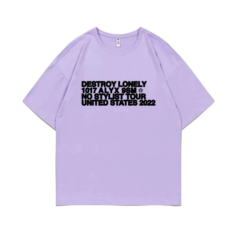 Rapper Destroy Lonely Alyx Print Tshirt Mens Oversized Cotton Short Sleeve Tees Men Hip Hop Rap Style T-shirt Man Street T Shirt - Lootquake
