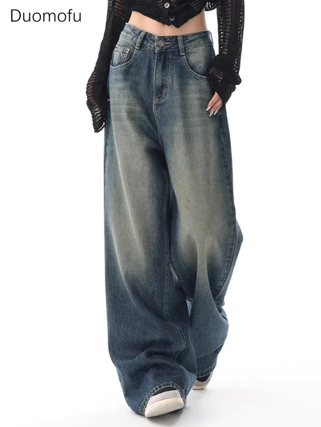 Duomofu Autumn Vintage Chicly Slim Button Female High Waisted Jeans American Basic Simple Casual Fashion S-XL Baggy Jeans Women - Lootquake