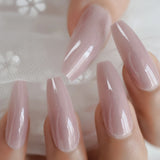 Milk White Long Ballerina Nails Glossry Shiny Pure Color Extra Long Acrylic Nail Tips gel Polish Cover 24
