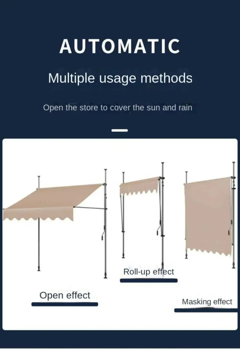 Awnings Rain and Snow Resistant UV Resistant Folding and Telescopic Canopy Tent Outdoor Garden Balcony Roof Courtyard Sunshade - Lootquake
