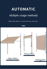 Awnings Rain and Snow Resistant UV Resistant Folding and Telescopic Canopy Tent Outdoor Garden Balcony Roof Courtyard Sunshade - Lootquake