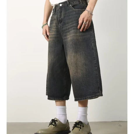 Deeptown Vintage Loose Jorts Jeans Y2k Streetwear Oversize Shorts Denim Pants Korean Fashion Baggy Grunge Trouser Summer Neutral - Lootquake