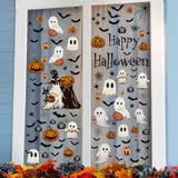 Halloween Theme Cute Spooky & Pumpkin Window Stickers Decor Living Room Glass Window Decorative Stickers Pvc Static Stickers