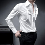 Fashion Unique Suspender Design Long-Sleeved Shirt Mens High-End 2024 Autumn New Trend Casual Solid Color Y2k Mens Shirt - Lootquake
