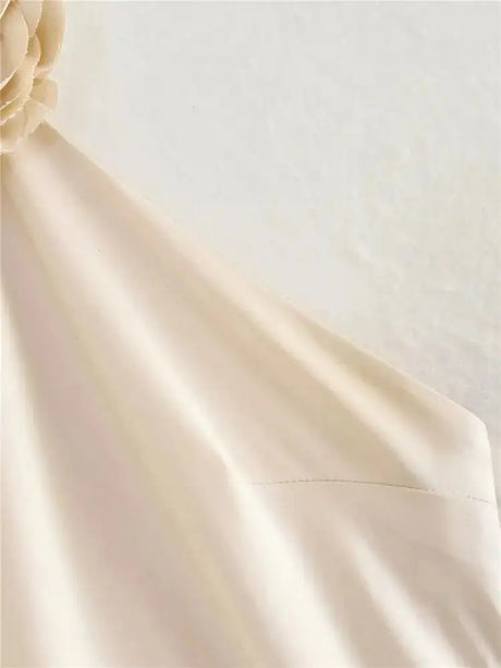 TRAF Flower Satin Long Dress Women Off Shoulder Halter Backless Dress Woman Summer Elegant Party Dresses Sexy Evening Dresses - Lootquake