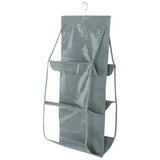 6 Pocket Hanging Handbag Organizer For Wardrobe Closet Gray Waterproof Storage Bag Door Wall Clear Sundry Bag With Hanger Pouch - Lootquake