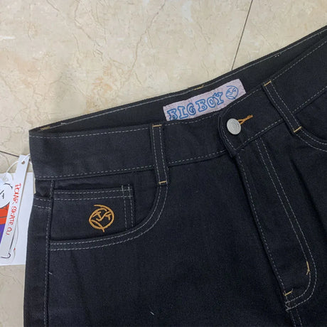 Polar Big Boy Embroidery Jeans Y2K Pants Streetwear Gothic Cartoon Blue Baggy Jeans Retro Punk Rock High Waist Denim Trousers - Lootquake