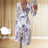 Amazon eBay Cross border 2024 Summer Chiffon Printed Long Dress V-neck Dress Long Sleeve Split Dress Women - Lootquake