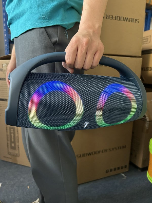 High power bluetooth speaker portable RGB colorful light waterproof wireless subwoofer 360 stereo surround TWS FM boombox