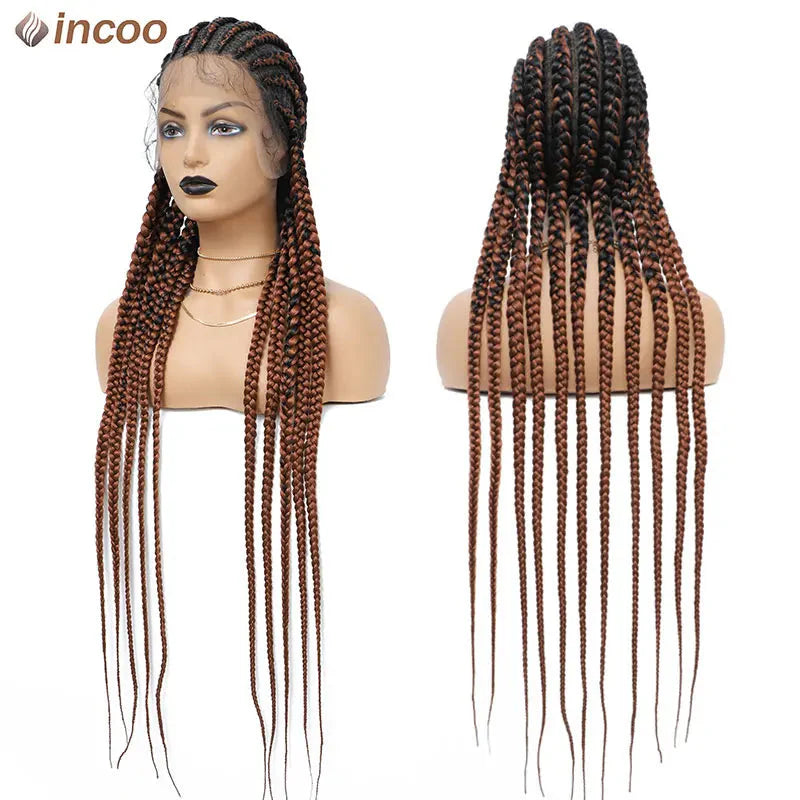 36" Twist Braids Lace Front Wig | Cornrow & Dutch Braids | Baby Hair | Synthetic Full Lace Wig