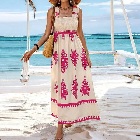 Summer Holiday Dress Women Casual Sleeveless A-Line Party Long Dress Boho Casual Sleeveless Party Dress 2024 - Lootquake