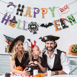 Halloween Party Paper Garland Bat Pumpkin Banner 2025 Happy Halloween Party Decoration for Home Trick or Treat Hanging Pendants