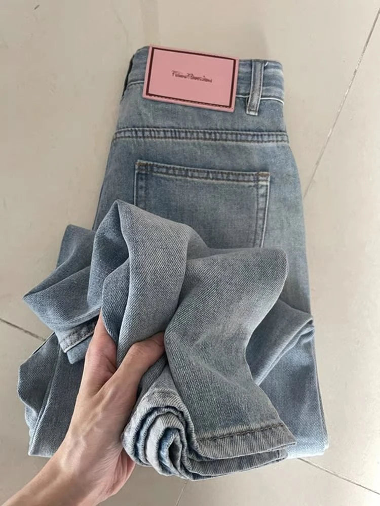 「MD」High Waist Jeans Women 2025 New Spring Plus-size Straight Loose Wide Leg Pants - Lootquake