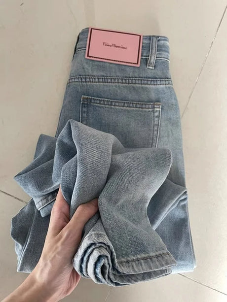 「MD」High Waist Jeans Women 2025 New Spring Plus-size Straight Loose Wide Leg Pants - Lootquake