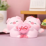 Crafts Resin Couple Piggy Ornament Cute Cartoon Pig Statue Creative Lovely Animal Sculpture Office