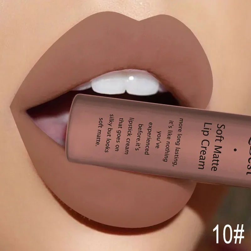 Pink Velvet Matte Lip Gloss Sexy Dark Red Moisturizing Liquid Lipsticks Waterproof Long Lasting Non-stick Cups Lips Glaze Makeup