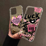 Lucky Love Pattern Mirror Acrylic Phone Case
