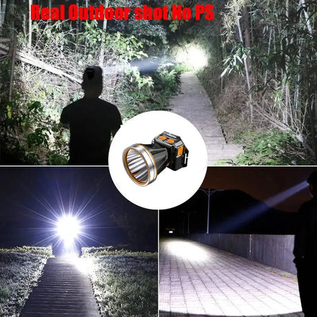 New High Power 300000 LM Powerful Led Headlamp Built-in Battery Headlight Waterproof USB Rechargeable Flashlight Head Torch - Lootquake