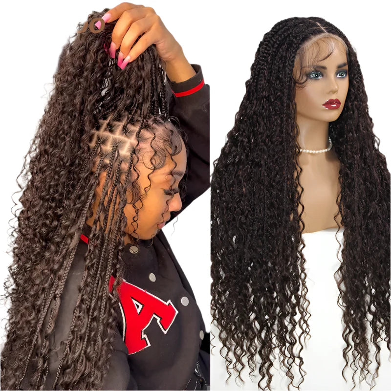 Bohemian Box Braids Full Lace Wig - Blonde Goddess Locs Curly Braided Wig for Black Women