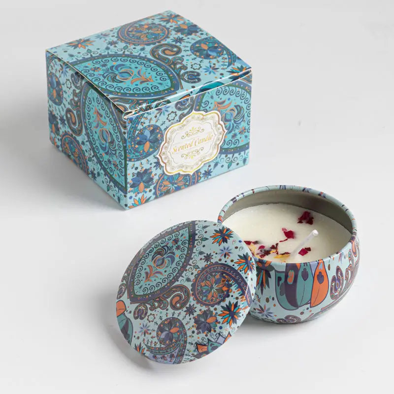 Velas aromáticas de osmanthus y gardenia con pétalos. Pequeñas velas aromáticas románticas para cumpleaños de niñas. Aromaterapia para el hogar.