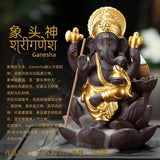 Sandstone Crafts Sculpture, Sitting Meditation, Buddha Statue, Elephant Ganesha Sculpture, Incense Burner, Feng Shui Decoration,