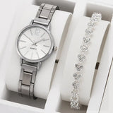 2pcs Set Watch Luxury Women Simple Dial Hollow Strap Fashion Gold Bracelet Quartz Wristwatch Student Ladies Watches Reloj Mujer - Lootquake