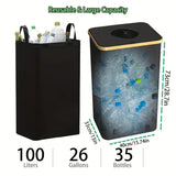Poubelle de recyclage de cuisine 100 L et sacs de rangement, poubelle de recyclage de cuisine, poubelle de recyclage de bouteilles de grande capacité avec sacs fourre-tout amovibles,