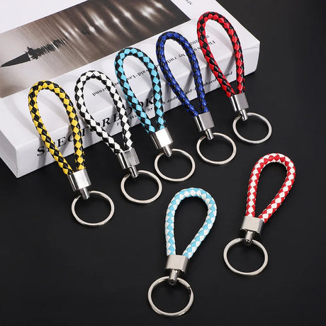 Originality PU Leather Metal Organization Rope Keychain Personality Custom Name Text Keyring Car Moto Key Ring Chain Gift - Lootquake