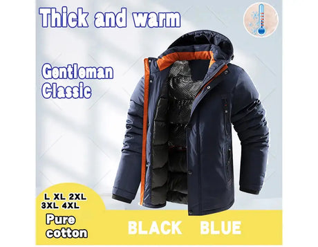 Winter Men Long Snow Hooded Parkas Man Mountain Ski Thermal Coats Men -30 Degree Thicken Windbreaker Down Padded Jacket Clothing - Lootquake