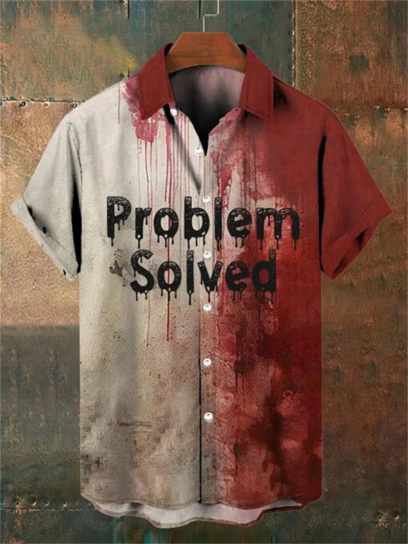 Chemise d'Halloween imprimée en 3D avec motif sanglant et horreur pour homme, décontractée, style hawaïen, idéale pour la plage ou comme vêtement de créateur, à revers boutonné.