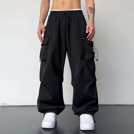 Harajuku Oversized Cargo Parachute Pants Men Streetwear Vintage Y2k Hip Hop Wide Leg Joggers Baggy Casual Sweatpants Techwear - Lootquake