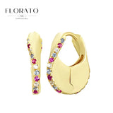 Pendientes de plata de ley 925 con microincrustaciones de circonitas en forma de aro y hebilla geométrica de lujo, joyería de moda, regalo al por mayor