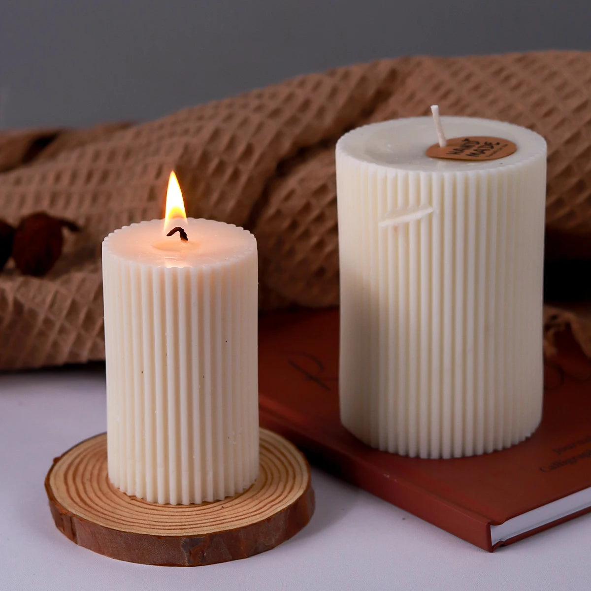 Molde de silicona para velas cilíndricas a rayas, hecho a mano, para hacer velas perfumadas, molde de cera, moldes artesanales de resina epoxi de cristal, decoración del hogar