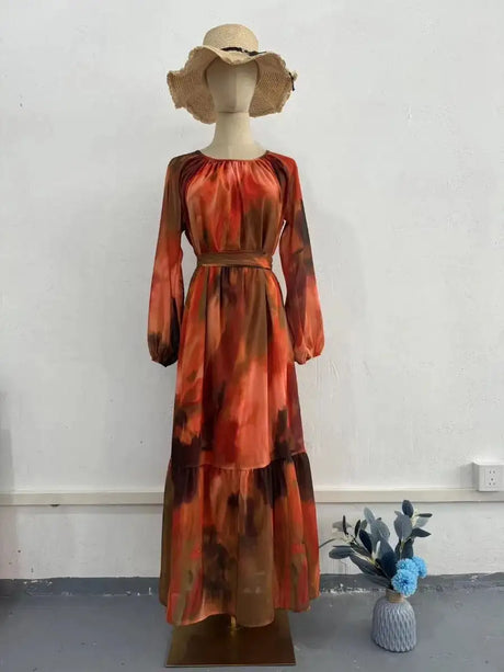 Eid Chiffon Muslim Party Dress for Women Ramadan Print Abaya Long Dress Belt Morocco Vestidos Largos Dubai Robe Jalabiya 2024 - Lootquake