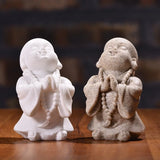 Smile Baby Monk Statue Buddha Sculpture Meditation Sitting Buddha Thailand Fengshui Buddha Figurines for Decor Nature Sandstone