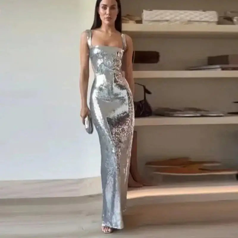 Women's Dresses Fashion Summer Suspender Backless Glitter Long Dress for Women - Lootquake