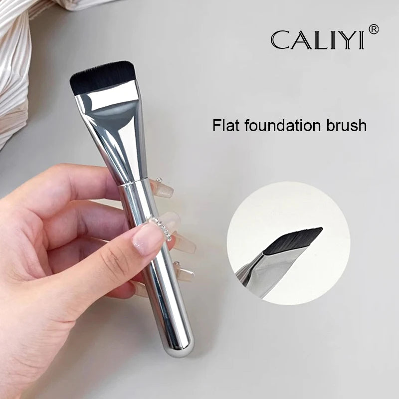 Brocha de base de cabeza plana, 1/3 ud., ultrafina, sin marcas, para maquillaje, herramientas cosméticas.