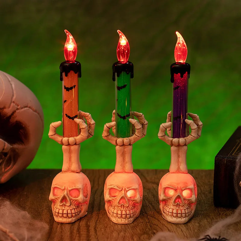 Halloween  Skull Lamp Creative Decor for Spooky Party Unique Skull Candle Lantern Halloween Decoration Spooky Lighting