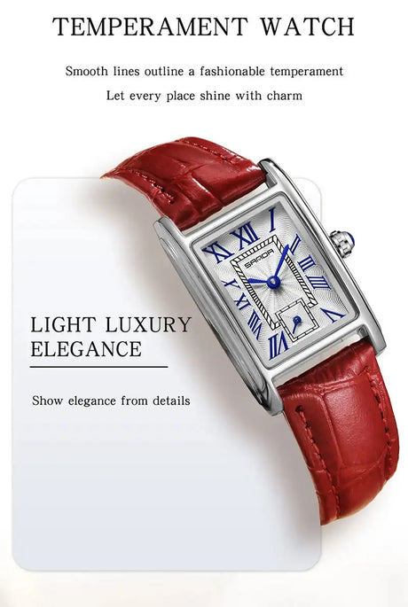 SANDA 1116 New Fashion 2024 Elegant Design Rectangle Dial Water Resistant Quartz Movement Business Women Analog Wrist Watch - Lootquake