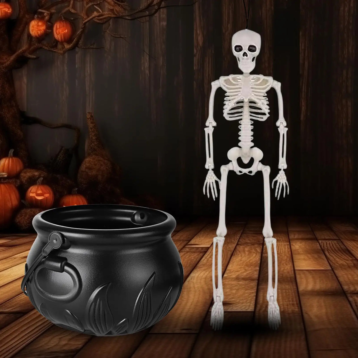 Halloween Decorations Indoor Cauldron Halloween Decor With Floating Potion Bottles And Diffuser Black Plastic Witches Bowl