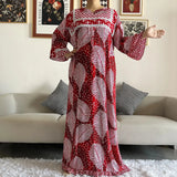 New Style African Dashiki Print Long Sleeve Loose Cotton Elegant Women  Abaya Long Dress Summer Maxi Casual Dresses Vestidos - Lootquake