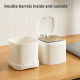 Cubo de basura de escritorio con tapa interior/exterior, doble barril, organizador de basura, caja de almacenamiento de escritorio de oficina para dormitorio, plástico duradero