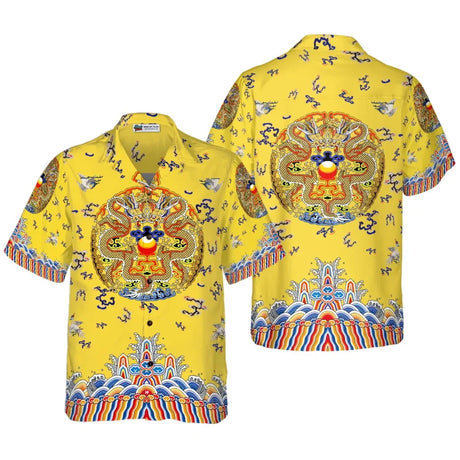All Over Print Flame Dragon Pattern Hawaiian Shirts For Men Summer Short Sleeve Button Up Beach Shirts Blouse Mens Streetwear - Lootquake
