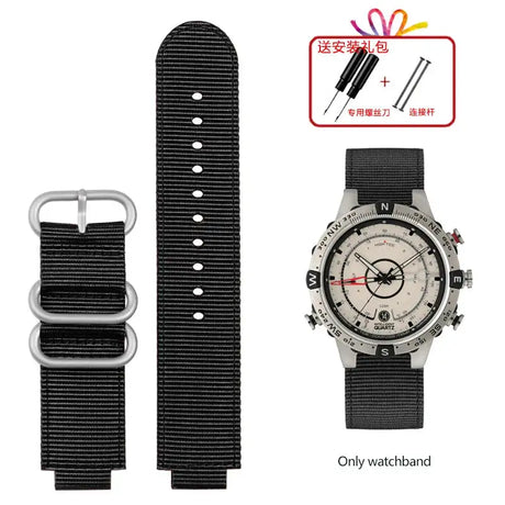 For TIMEX Tide Canvas Convex Strap Male Compass Bracelet T2N721 T2N720 TW2T76500 TW2T76300 Nylon Watchband 24*16MM Wristband - Lootquake