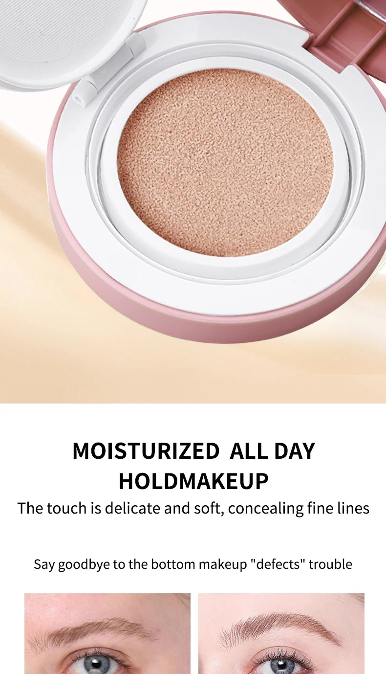 OCHEAL CC Cream Cushion Foundation Cream Corrector hidratante de larga duración Base BB Cream para maquillaje facial Corrector
