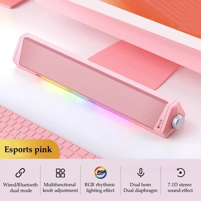 Altavoces Bluetooth para juegos, subwoofer USB portátil, sonido estéreo envolvente, amplificadores, barra de sonido, altavoces de escritorio para PC